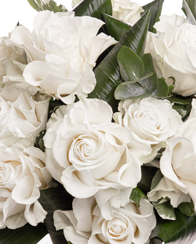 Bouquet with white roses and greenery