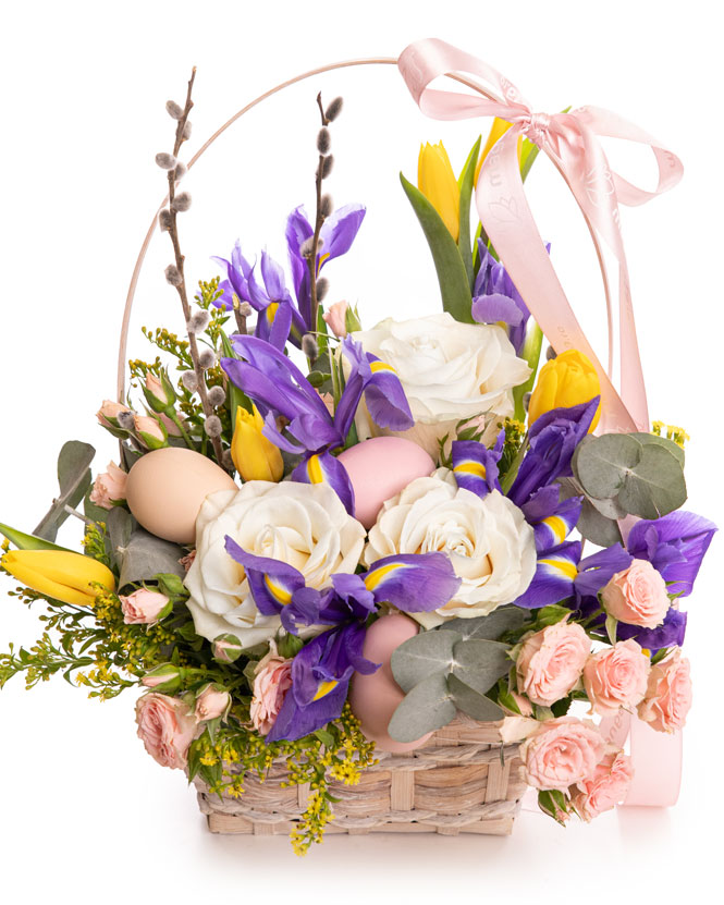 Coș cadou cu flori „Easter morning”