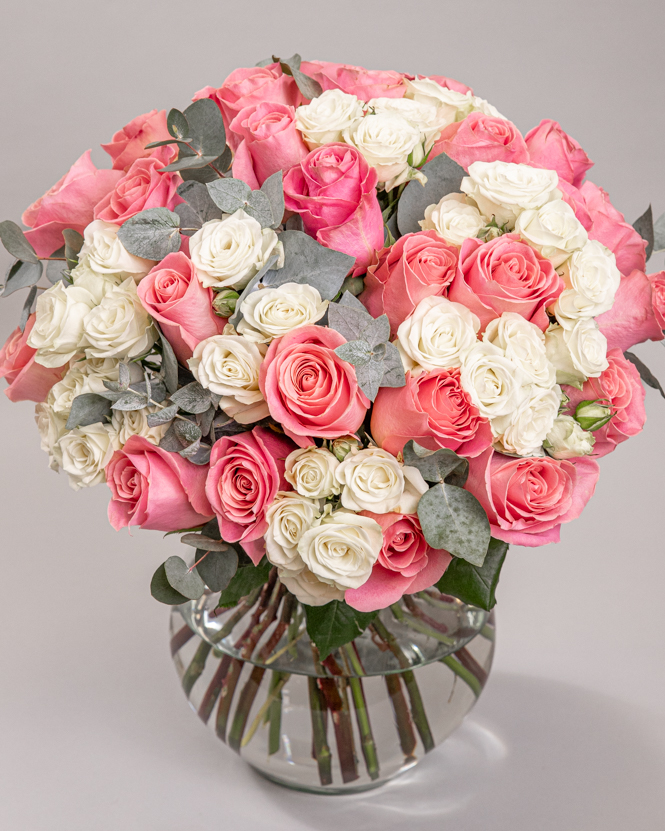 Pink and White Rose Bouquet