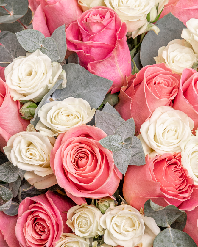 Pink and White Rose Bouquet