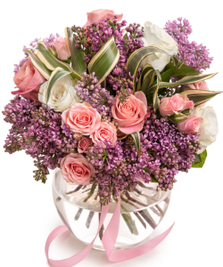 Buchet cu liliac şi trandafiri „Spring Love
