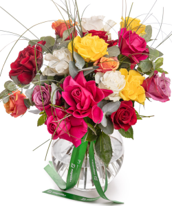 Buchet cu trandafiri multicolori