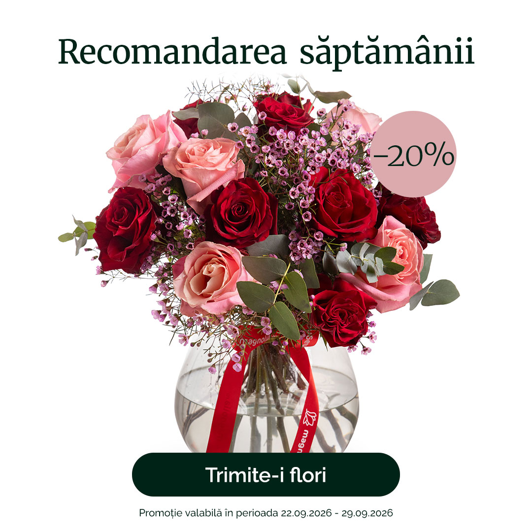 Buchet cu trandafiri roz și roșii „Natural Beauty” – recomandarea săptămânii