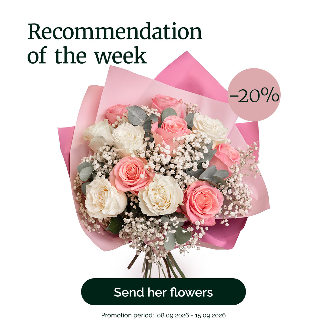 Classic bouquet with pink and white roses – recommendation of the week