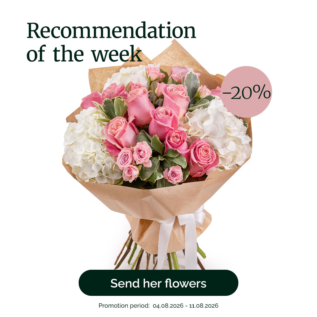 Bouquet of pink roses and white hydrangeat – recommendation of the week