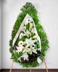 Coroană funerară cu crini si gerbera – imaginea 1