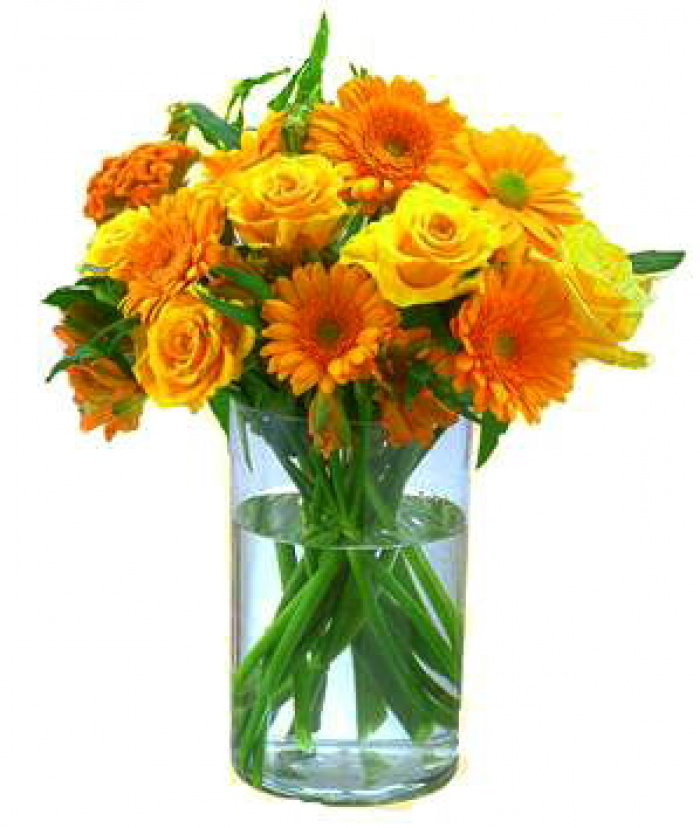 Buchet gerbera şi trandafiri galbeni – imaginea 1