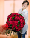 Bouquet with 101 Freedom red roses  – imaginea 1