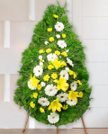 Coroană funerară cu gerbera şi crizanteme