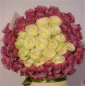 Bouquet with 59 Avalanche and Cool Water roses – imaginea 1