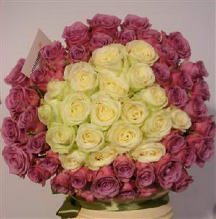 Bouquet with 59 Avalanche and Cool Water roses – imaginea 1
