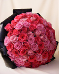 Bouquet with 199 pink roses – imaginea 1