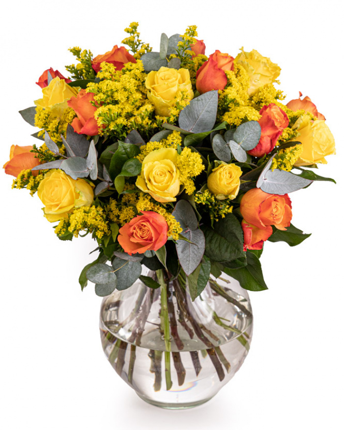 Bouquet with yellow and orange roses