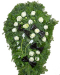 Coroană funerară cu anthurium, cale şi trandafiri – imaginea 1