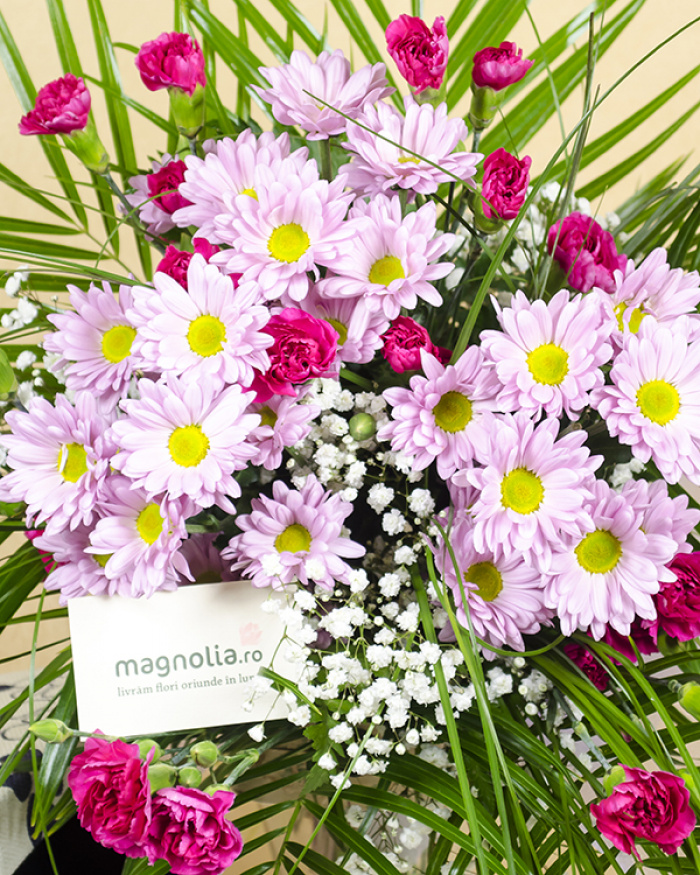 Buchet crizanteme şi garofiţe – imaginea 2