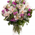 Buchet orhidee cymbidium și frezii