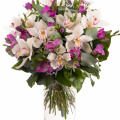 Buchet orhidee cymbidium și frezii