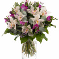 Buchet orhidee cymbidium și frezii