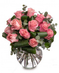 Bouquet with pink roses and eucalyptus – imaginea 1