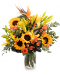 Sunflower and strelitzia bouquet – imaginea 1