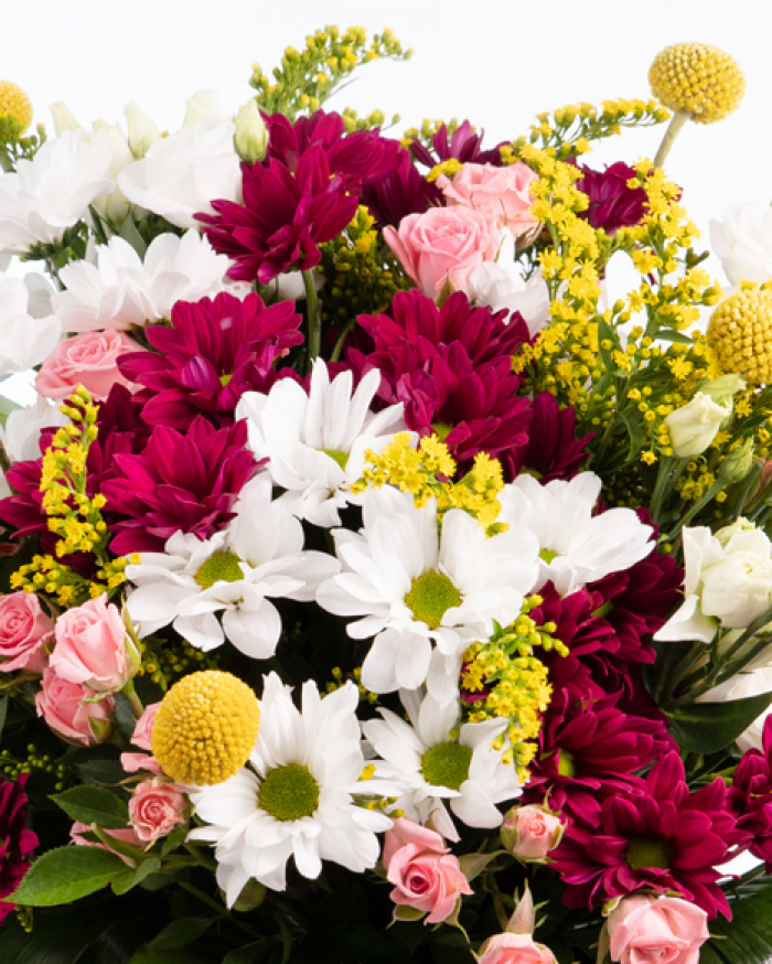 Bouquet with chrysanthemum and pink roses