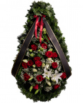 Coroană funerară cu crini şi trandafiri – imaginea 1