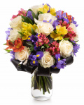 Bouquet of roses alstroemeria and irises – imaginea 1