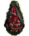 Funeral wreath with red flowers – imaginea 1