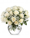 Bouquet of white roses and gypsophila – imaginea 1