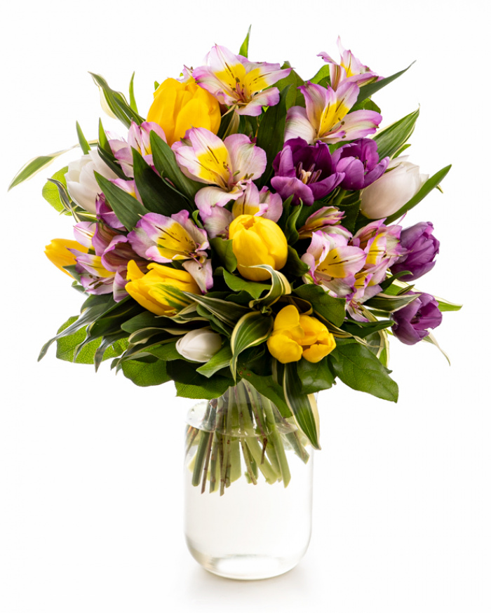 Buchet alstroemeria și lalele – imaginea 1