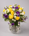 Bouquet of yellow roses and lisianthus – imaginea 1