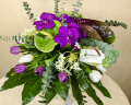 Buchet lalele, orhidee, brunia şi anthurium – imaginea 3