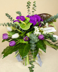 Buchet lalele, orhidee, brunia şi anthurium – imaginea 4