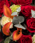 Bouquet with red roses,calla lilies and carnation – imaginea 2