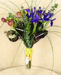 Bouquet with freesias, tulips and irises – imaginea 1
