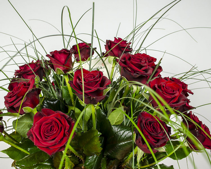 Bouquet 35 red Passion roses with a material assorted bow – imaginea 4