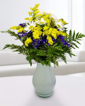 Buchet Solidago, Limonium și flori albe – imaginea 1