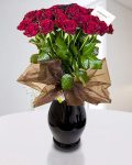 31 Red roses bouquet with an elegant material bow – imaginea 1