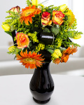 Buchet trandafiri, lalele, gerbera, solidago, frezii, Cordyline – imaginea 1