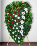 Funeral wreath with carnations, gerbera and chrysanthemums – imaginea 1