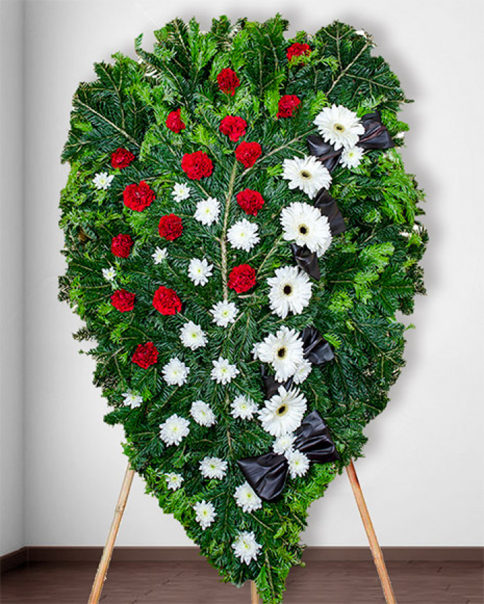 Funeral wreath with carnations, gerbera and chrysanthemums – imaginea 1