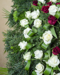 Funeral wreath with red, white roses and Anthurium – imaginea 3