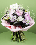 Romantic bouquet with Peonies, Matthiola, callas and Cordyline – imaginea 1