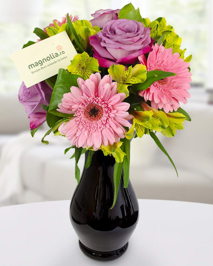 Buchet gerbera și alstroemeria