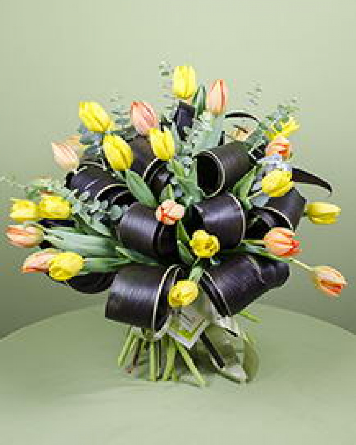Buchet 29 lalele galbene şi portocalii