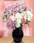 Buchet trandafiri, alstroemeria şi crizanteme – imaginea 1