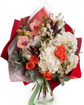 Bouquet with hydrangeas and orchids – imaginea 1