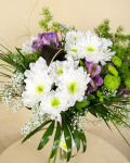 Buchet crizanteme alstroemeria şi gypsophilla