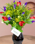Freesia tulips and irises bouquet – imaginea 1