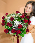 Bouquet of 17 red roses – imaginea 1